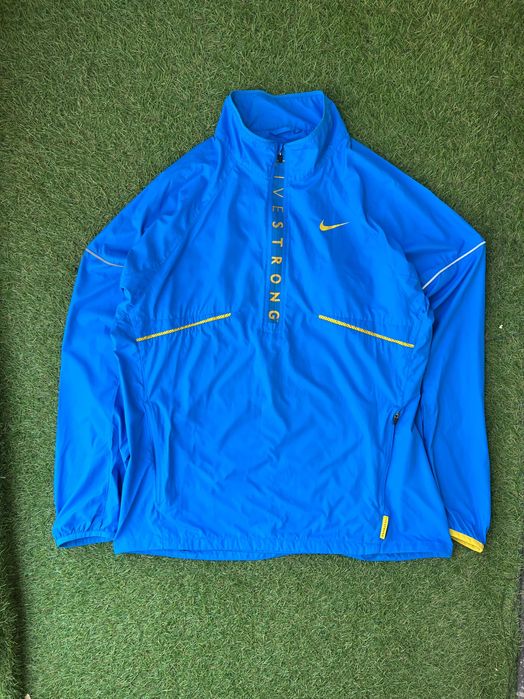 Мъжко горнище : Nike Livestrong Half Zip Royal Blue Windbreaker L