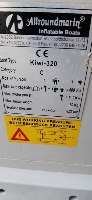 Barca Pneumatica Allroundmarin Kiwi 320 Gri + Motor Termic Mercury 5HP
