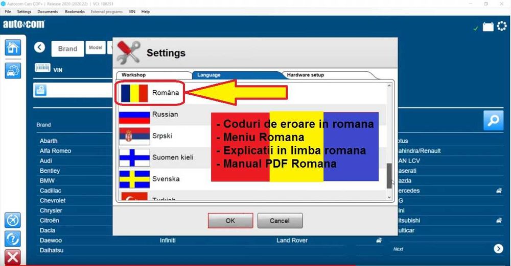 Interfata Diagnoza Tester AU TCS CDP+ 2021/2022 Romana + Bluetooth