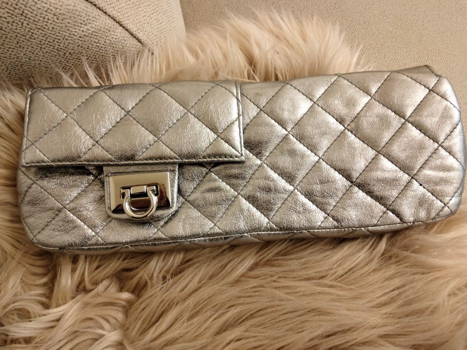 Plic argintiu din piele naturala