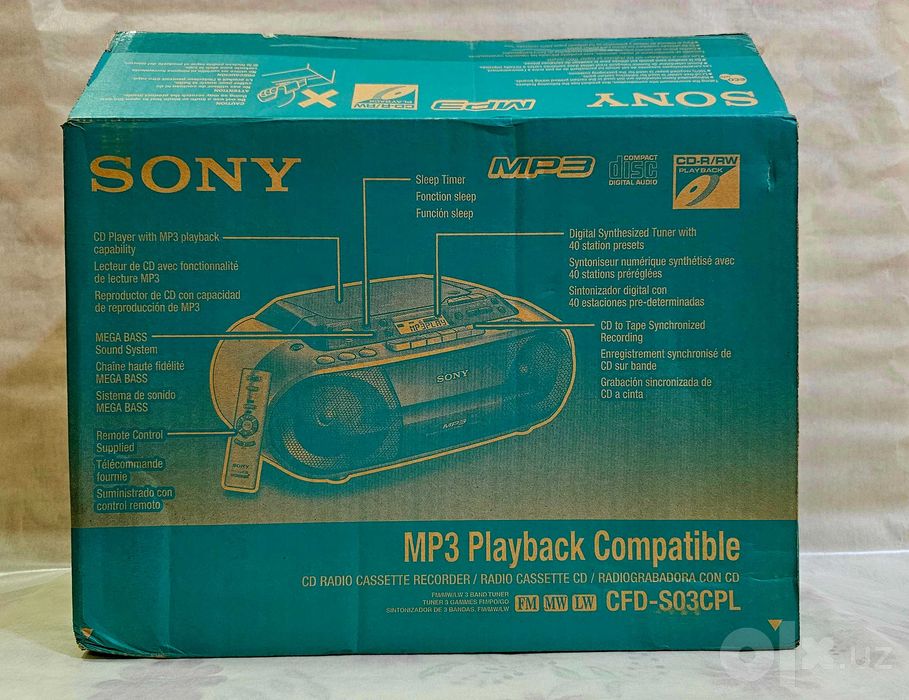 Новая магнитола Sony CFD-SO3CPL читает CD и MP3 диски +Radio +Сasette