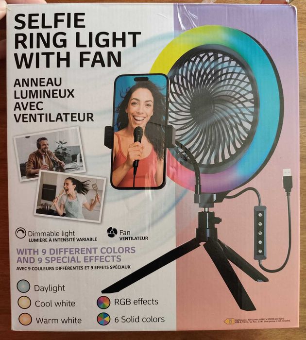 RGB LED лампа, Вентилатор, Трипод, Стойка за телефон