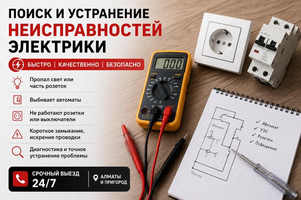 Поиск и устранение неисправностей электрики Алматы