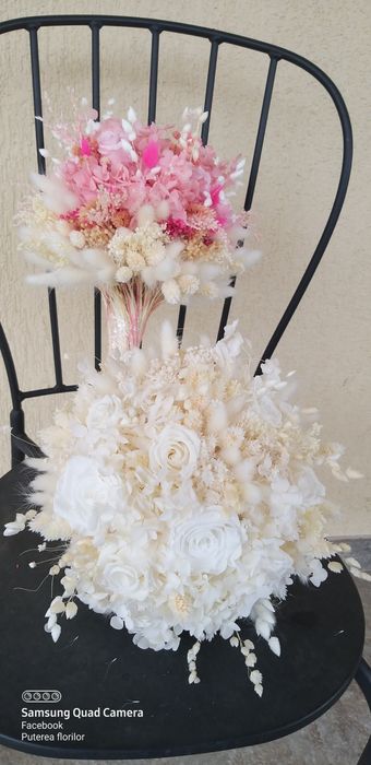 Buchet nunta/mireasa din flori criogenate sau uscate