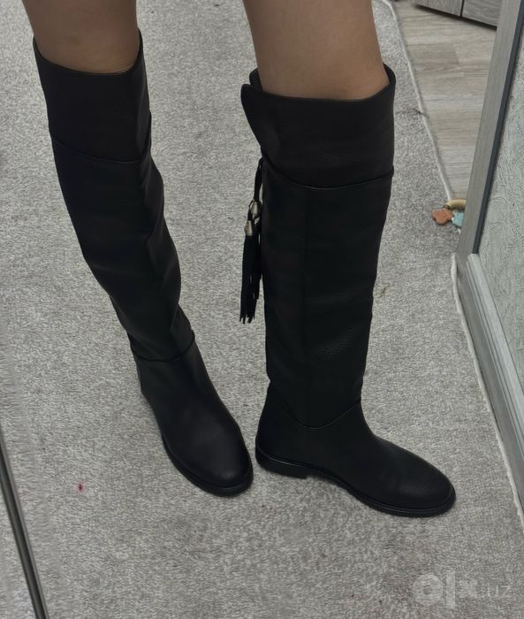 Кожанные сапоги женские