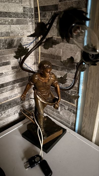 Lampă veche figurală Art Nouveau / Statuetă Semănătorul