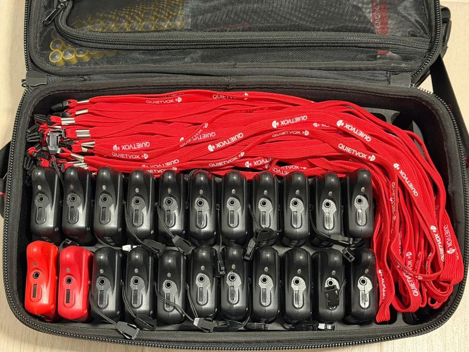 QuietVox QV9 – set profesional ghidaj audio (20 receptoare, 2 transmiț