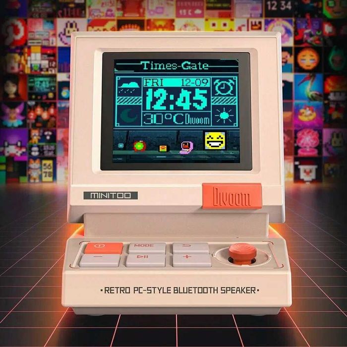 Мини блютуз колонка Divoom MiniToo Retro с LED экран