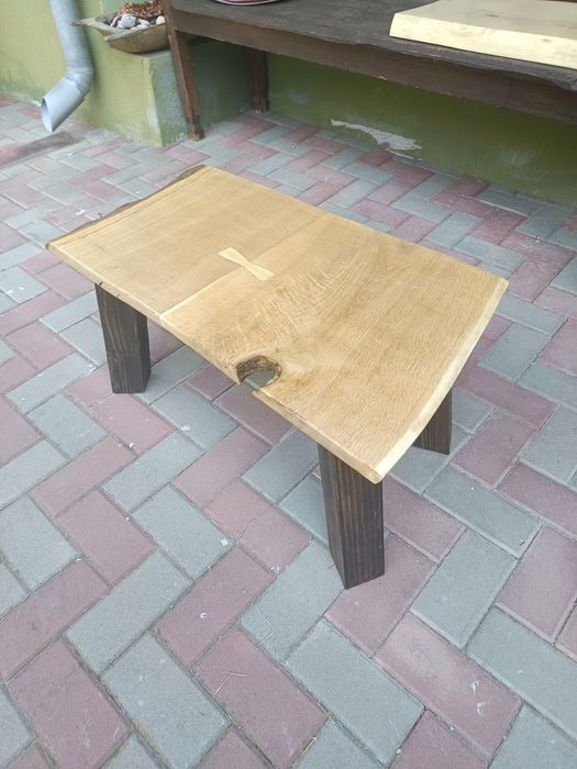 Masa cafea stejar și picioare metalice reglabile