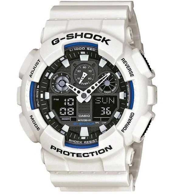 Ceas Sport Casio G-SHOCK GA-100 WHITE BLACK - NOU 2026 !! Alb Mat !!