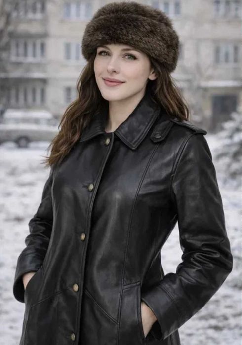 Palton dama PIELE NATURALĂ ROVEX – arata ca nou, Elegant. Clasic