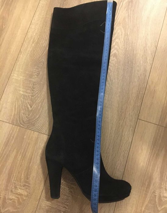 Cizme lungi negre toc EdenParis piele intoarsa 37 37.5