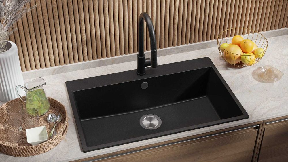 графит кухненска мивка от гранит Рига 80 XXL 780 x 500 мм