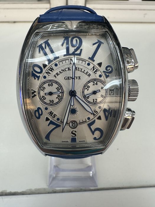 Уникален Часовник Franck Muller само за 100 евро Бял циферблат Кожена Каишка НОВО в кутия