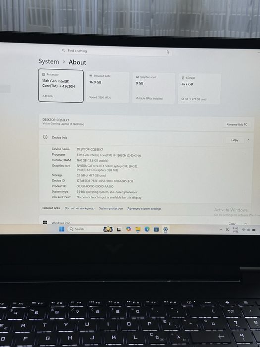 Laptop Gaming HP Victus 15 | Intel i7-13620H | 16GB RAM  DDR5 | RTX 5060 | SSD 512GB | Ca si Nou