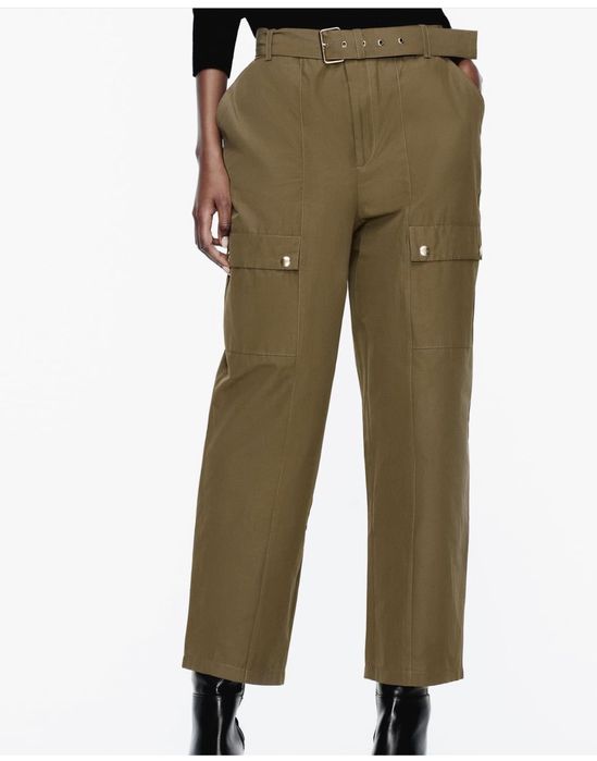 Pantaloni cargo, military kaki verde olive  Zara