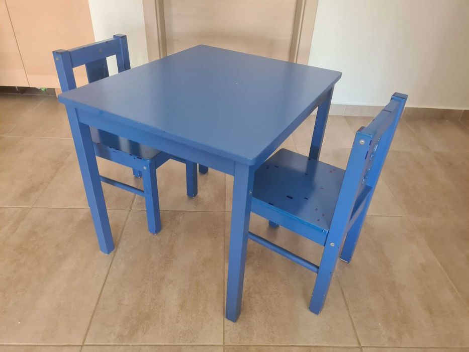 намалени! комплект детска масичка и 2 столчета сини IKEA Kritter