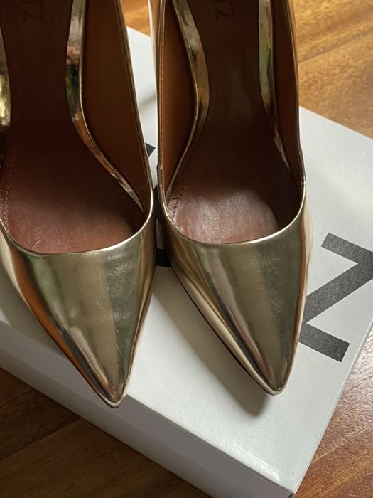 Pantofi Schutz, piele, aurii, 38