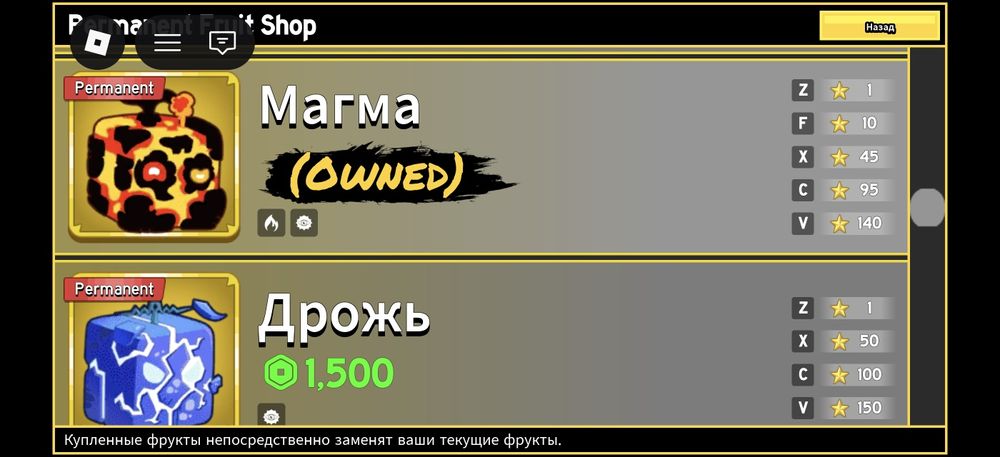 Blox fruit акк прокаченый с перм фруктами