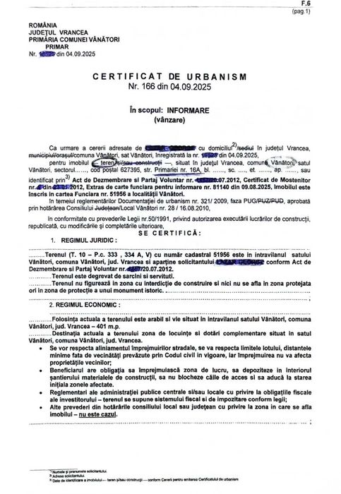 Teren Intravilan, Focșani, Vrancea