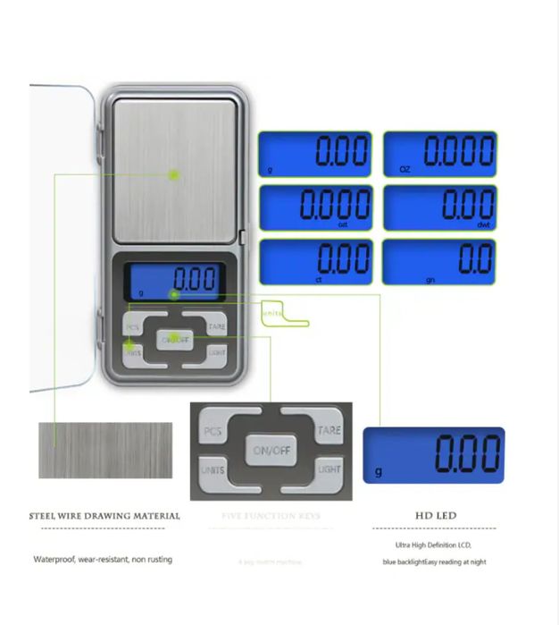 Cantar de bijuterii LCD electronic, mini de buzunar, capacitate pana l