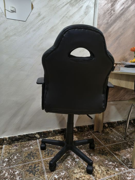 Scaun birou imitație piele roșu+negru