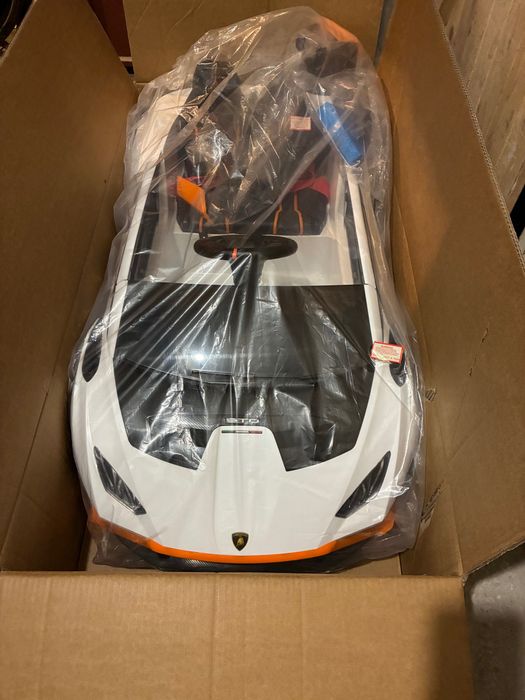 Акумулаторен автомобил Lamborghini, бял, 12V, с дистанционно управление