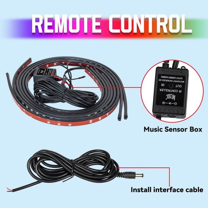 Set Benzi Led RGB Neon cu Aplicatie Bluetooth Lumina sub masina