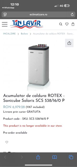 Boiler Rotex 500L din inox se poate conecta si la panouri solare