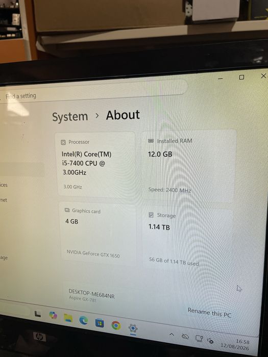 Pc Acer Nitro jocuri ,  GTX 1650, i5-7400, 12gb ddr4, ssd ,  1 tera
