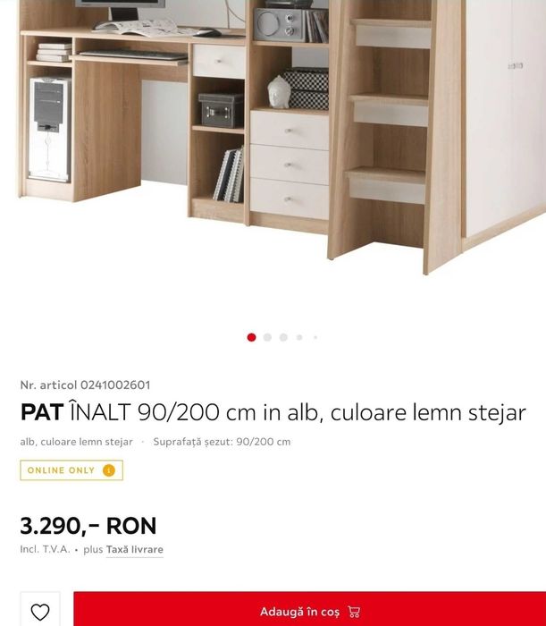 2 Paturi suprapuse cu birouri şi şifoniere incorporate,folosite,ca noi