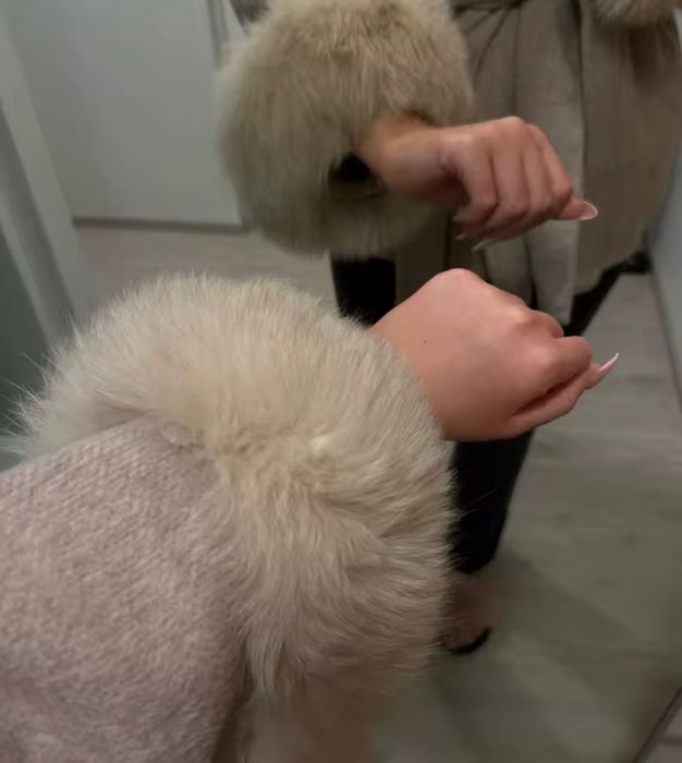 дамско палто с естествен косъм – размер S