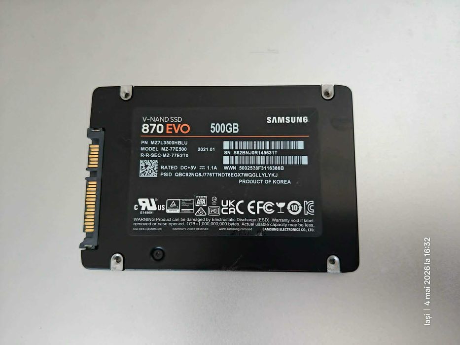 (SSD) SAMSUNG 870 EVO, 500GB, SATA III, 2.5" (Super Ofertă).