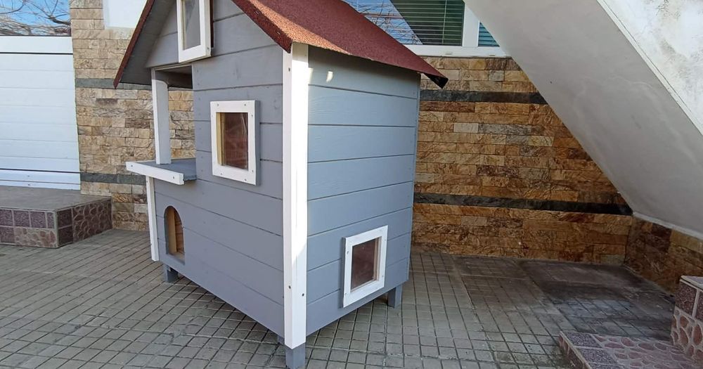 Луксозна дървена къща за котки котешка къща котка куче
Осигурет