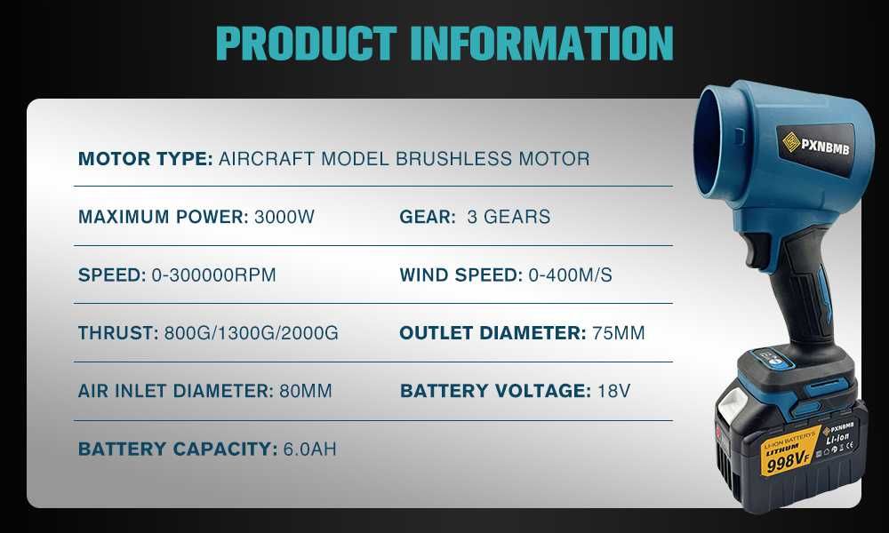 Чисто нов безчетков уред за издухване (духалка)