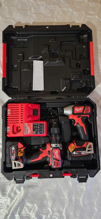 Milwaukee НОВ Комплект Ударен Винтоверт и Гайковерт M18 BPP2Q-402C