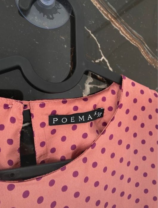 Bluză Poema elegantă roz prăfuit cu buline mov, mărime 38,