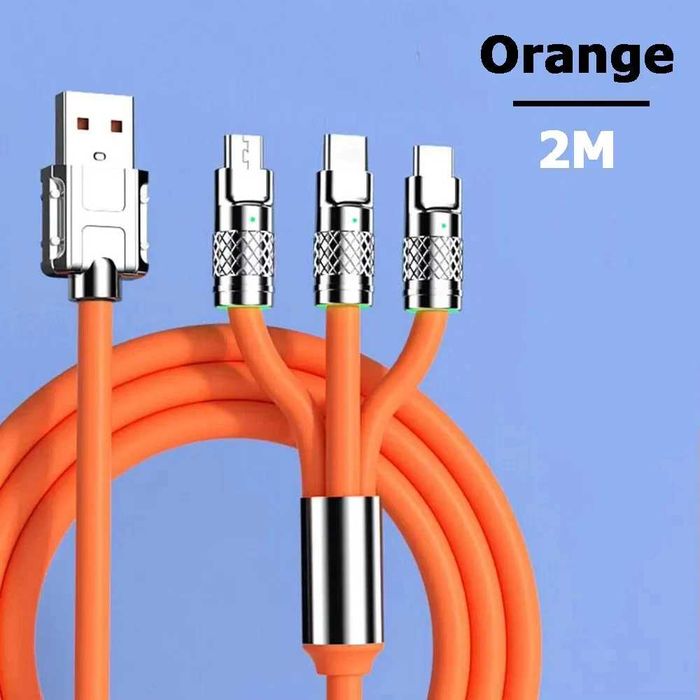 Светящийся кабеля 3в1 - силиконовые - microUSB, Type-C, iPhone