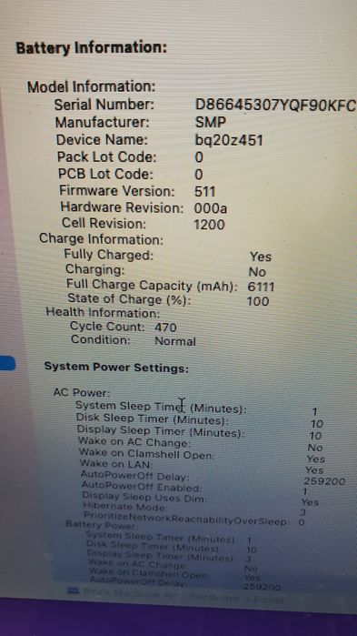 Macbook Air A1466/2015, 128 gb ssd