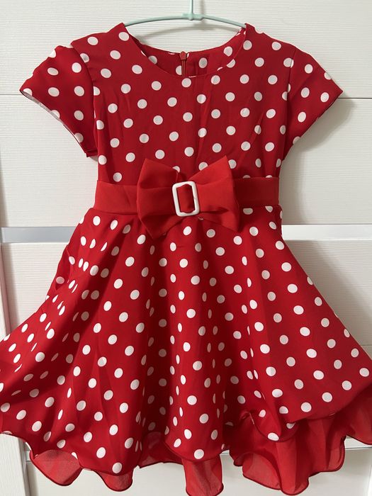 Платье горошек красное для девочек 2-5 лет