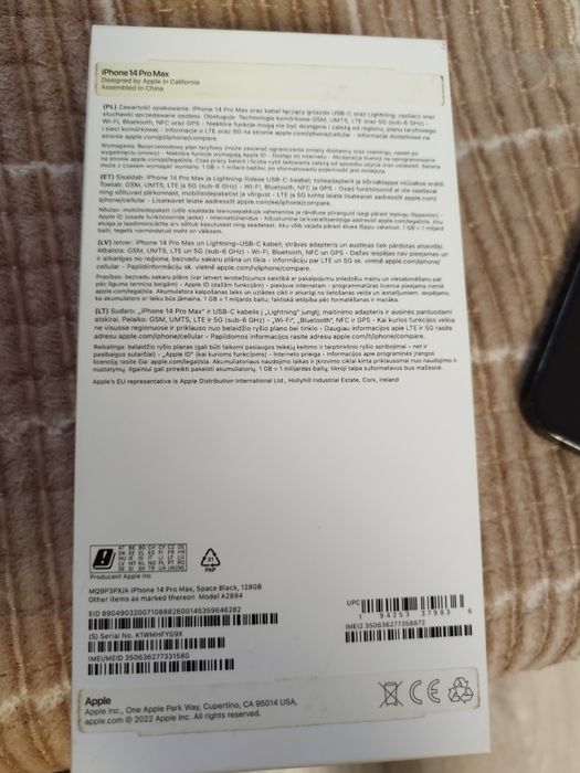 IPhon 14 pro max 128Gb,sim,e-sim