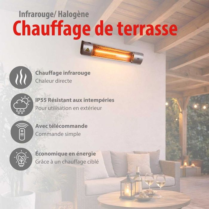 Инфрачервен нагревател Alpina 2000W с дистанционно управление IP55