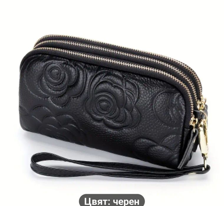 Дамски клъч от естествена кожа.Портмоне,Нови