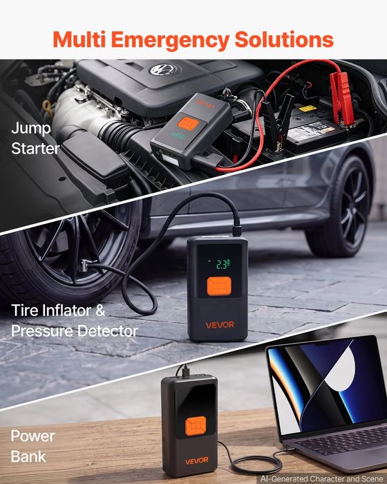 Starter auto 4000A cu compresor 150 PSI, 12V, 12000 mAh, pentru auto,