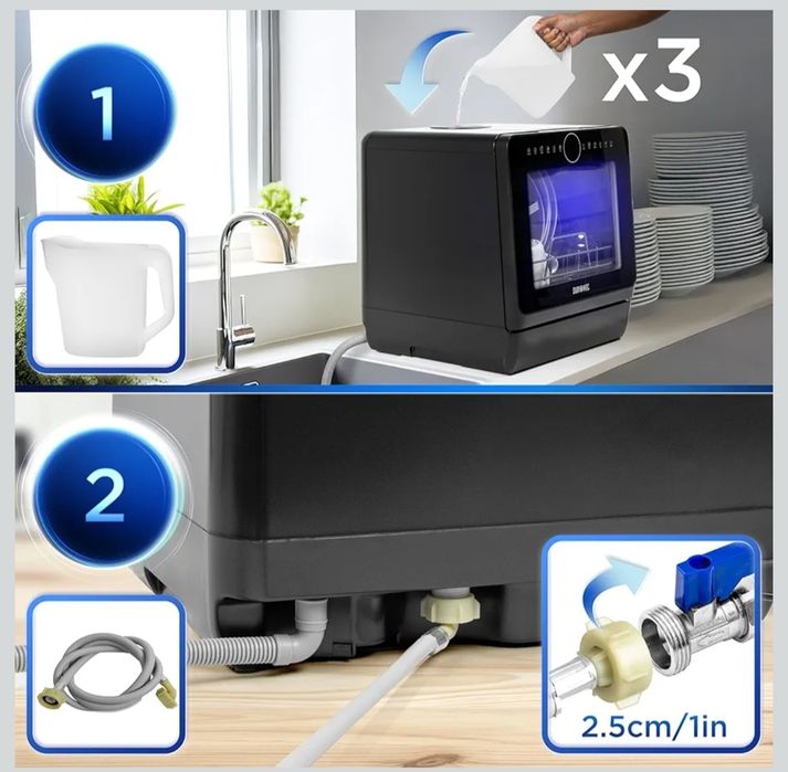 Duronic DW5 BK Съдомиялна, с 6 програми. Компактен дизайн.