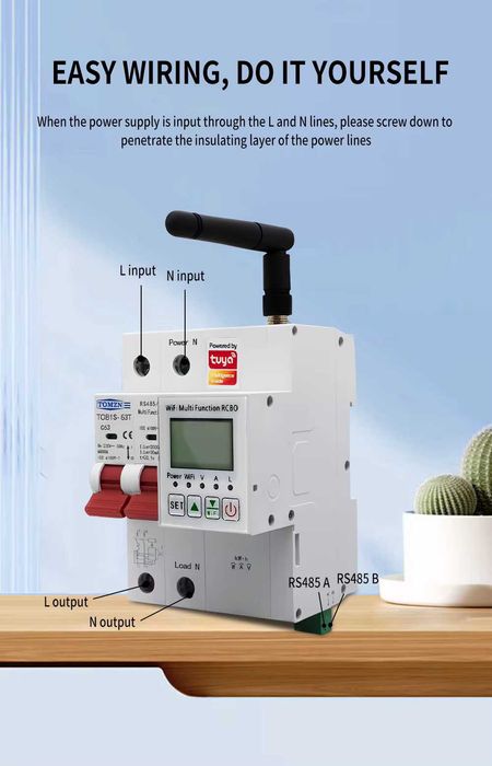 63A Електромер – Защита от късо съединение  WIFI TUYA RCBO RS485