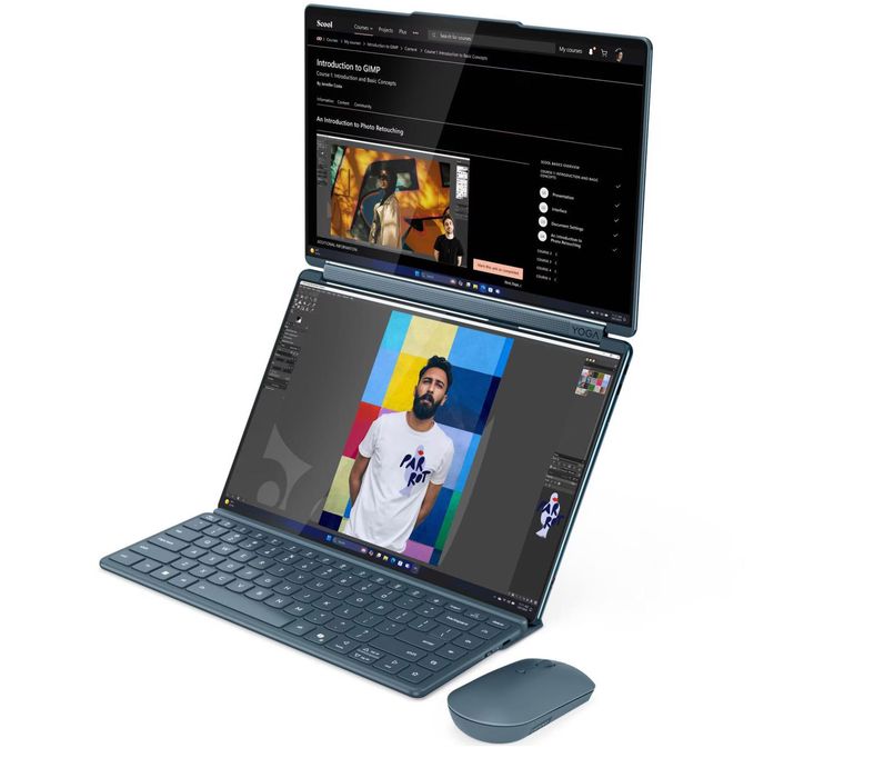 Laptop Lenovo Yoga Book 9 13IMU9, Intel Core Ultra 7 155U, 2x13.3” 2.8K OLED Touch, 32GB LPDDR5x, SSD 1TB, Windows 11 Pro