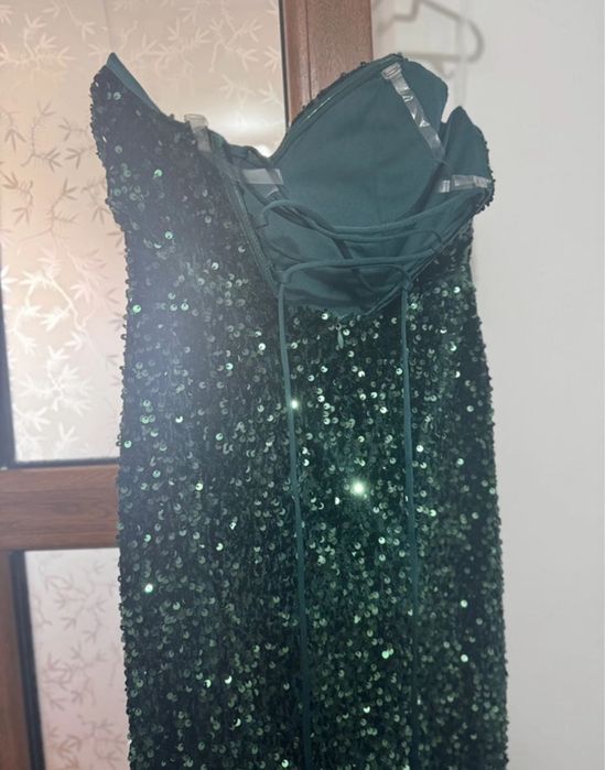 Rochie verde de ocazie cu paiete