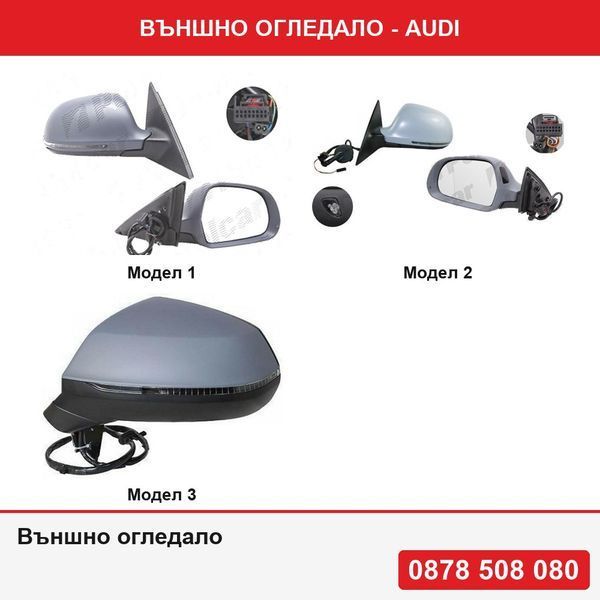 Външно огледало за Audi A4/S4 (B8), 11.2007-2011, Audi A6 (C6), 10.2008-03.2011 , Q5, 09.2016-