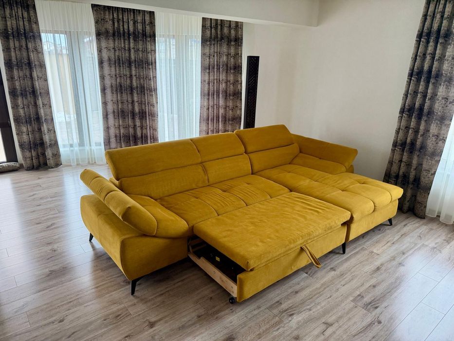 Coltar/canapea extensibil Bridge 297/171 cm 4 persoane galben mustar